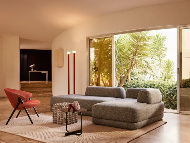 Zanotta Bumper fabric design sofa with chaise lounge