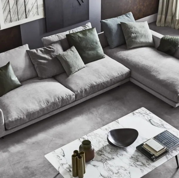 Upholstered fabric sofa with chaise lounge Campiello by Flexform