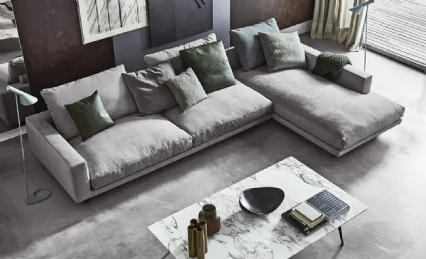 Upholstered fabric sofa with chaise lounge Campiello by Flexform
