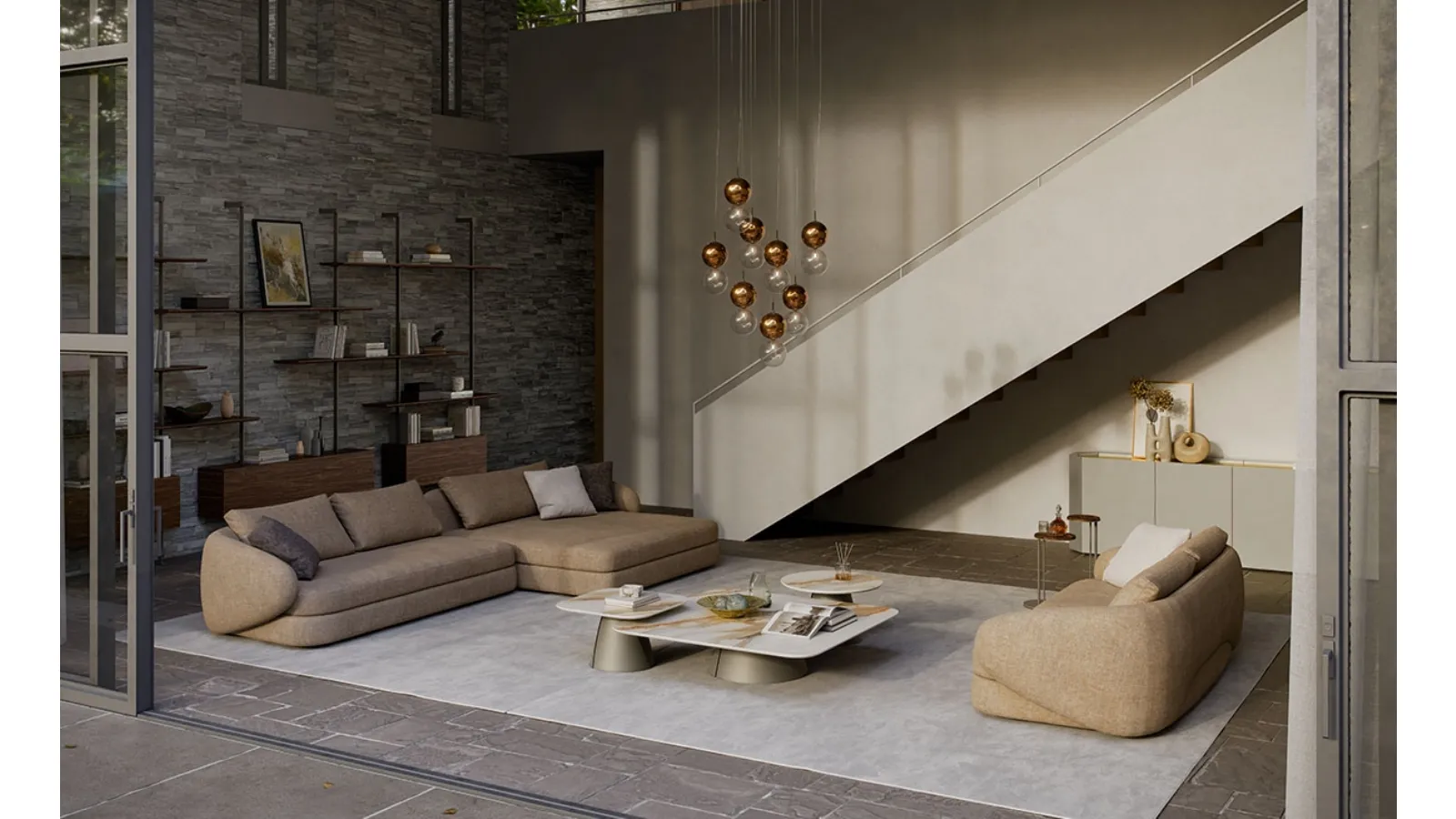Craig sofa with chaise longue by Cattelan Italia