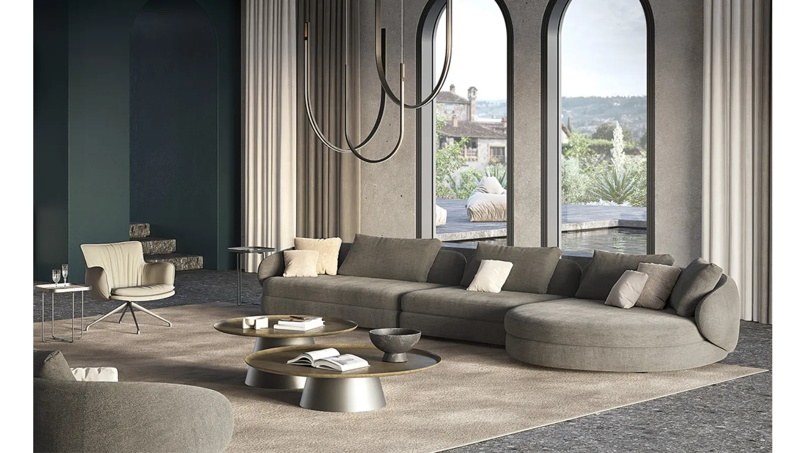Craig sofa with chaise lounge by Cattelan Italia