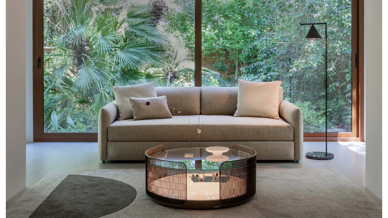 Flou Padded Fabric Sofa Bed Diletto