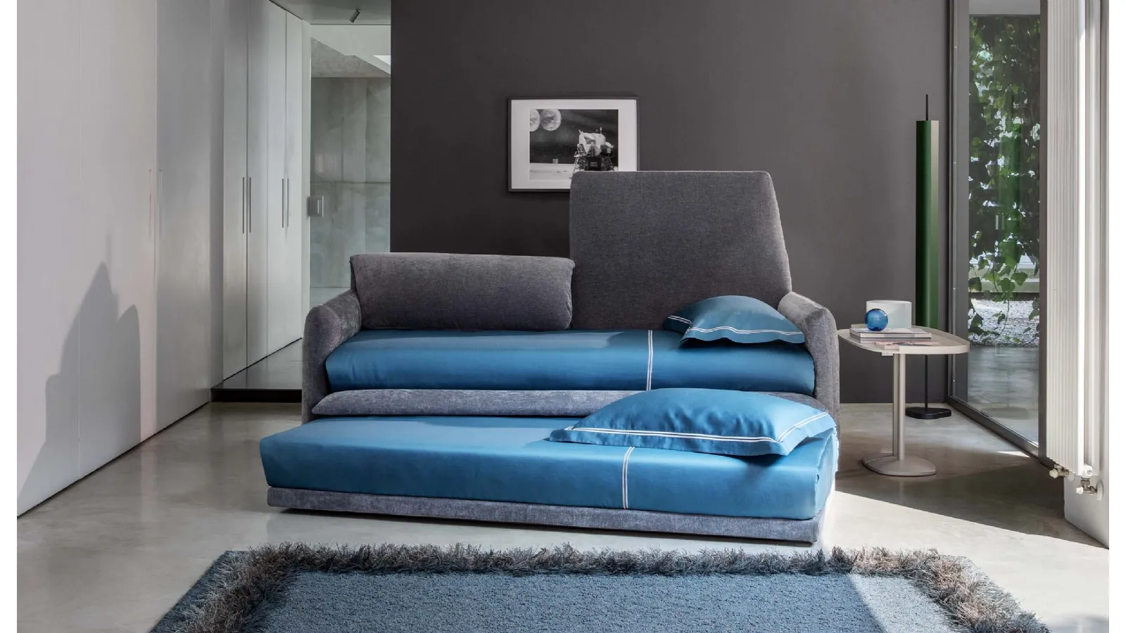 Flou Padded Fabric Sofa Bed Diletto