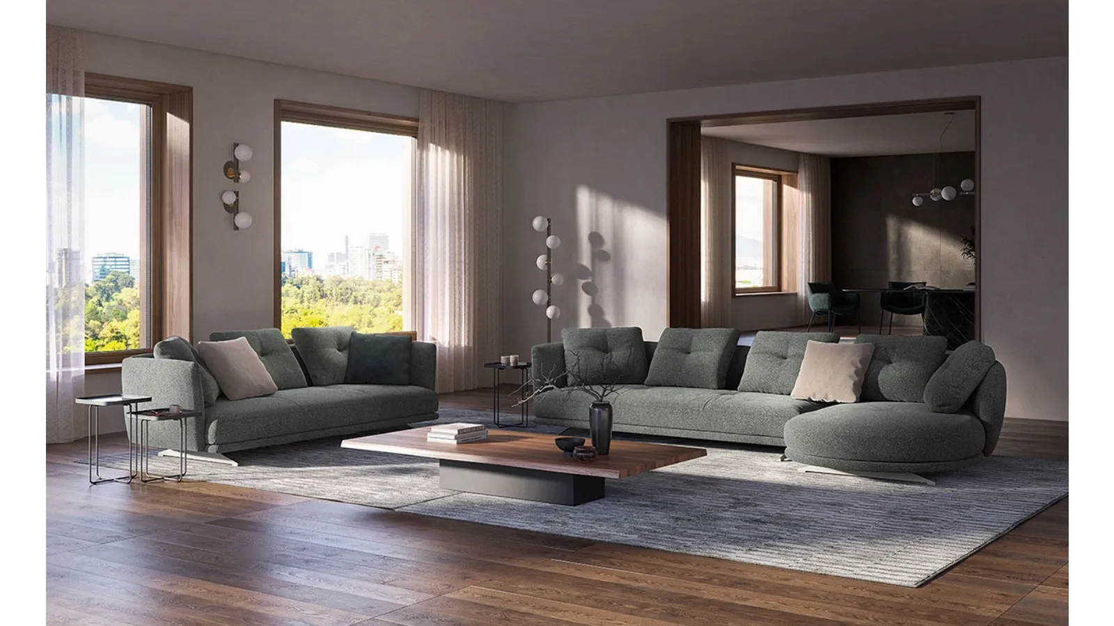 Douglas sofa with chaise lounge by Cattelan Italia
