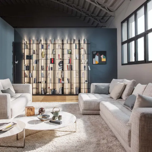 Quilted fabric sofa with peninsula Doze by Flou