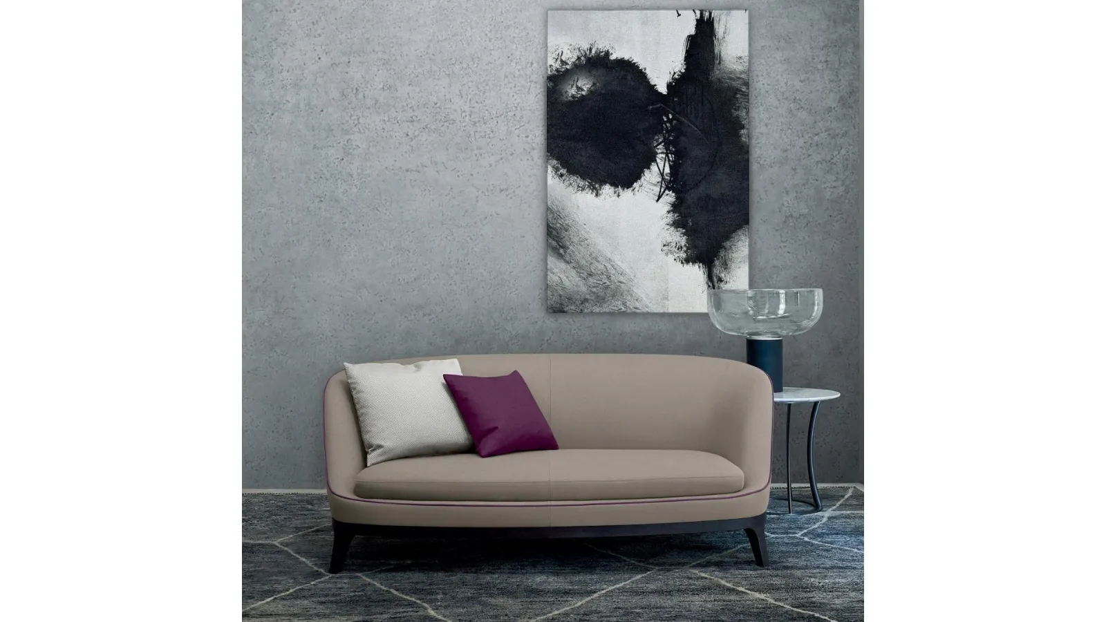 Classic linear sofa in Dragonfly fabric by Flexform