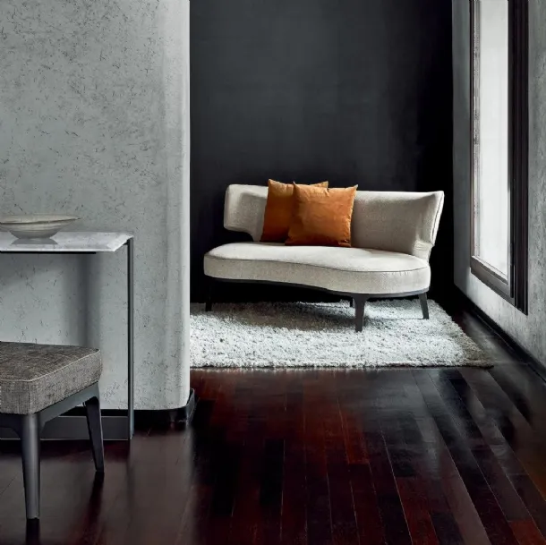 Two-seater linear sofa in Drop fabric by Flexform