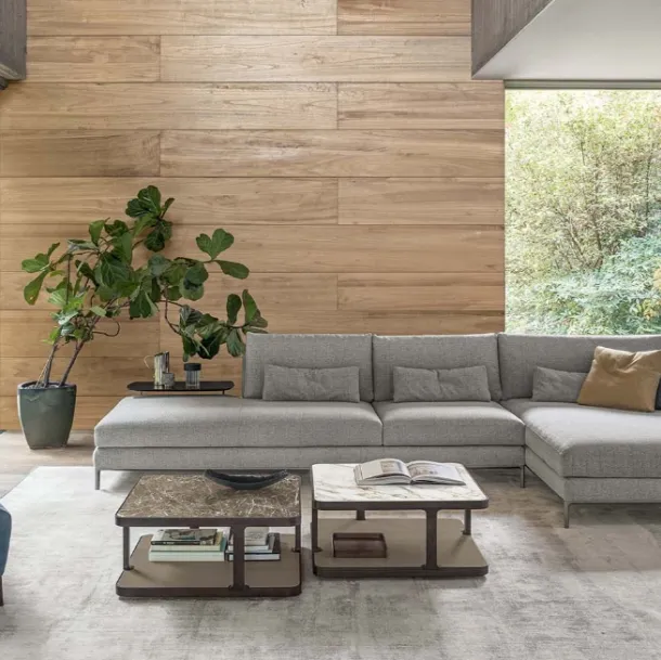 Fabric sofa with chaise lounge Eliot by Alivar