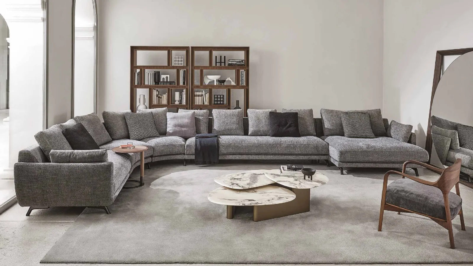 Etienne living room with peninsula by Porada