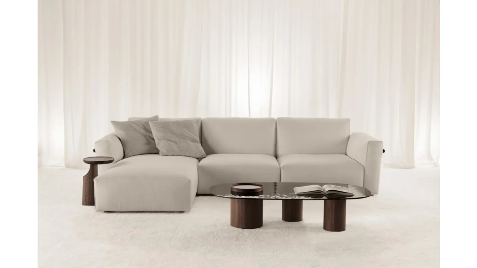 Eva sofa with chaise lounge by Vibieffe