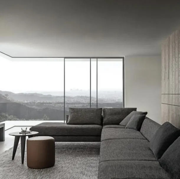 Evans corner sofa in padded fabric by Giellesse