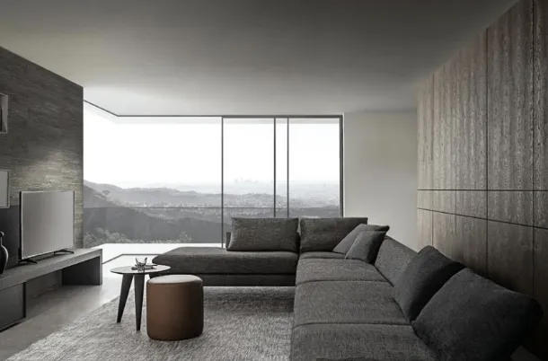 Evans corner sofa in padded fabric by Giellesse