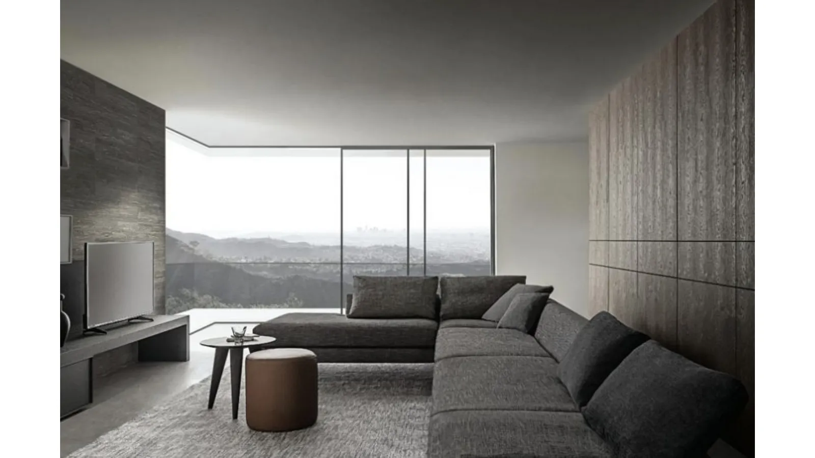 Evans corner sofa in padded fabric by Giellesse