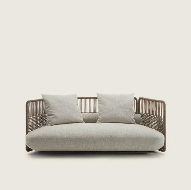 Linear fabric sofa with Everett woven leather structure by Flexform