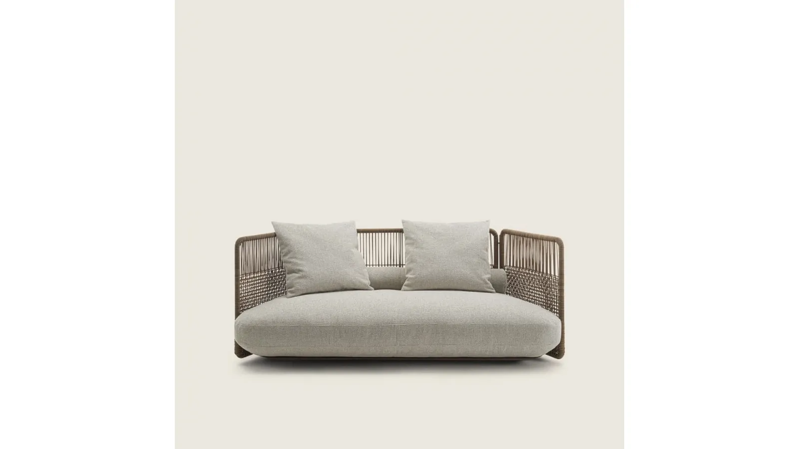 Linear fabric sofa with Everett woven leather structure by Flexform
