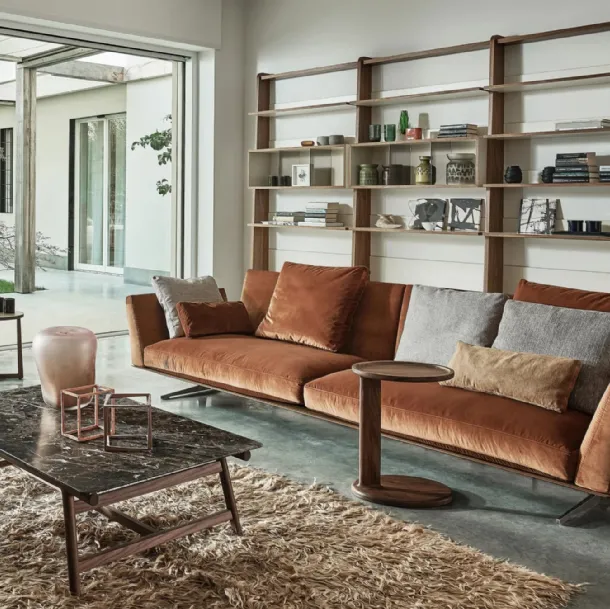Evergreen fabric linear sofa by Flexform
