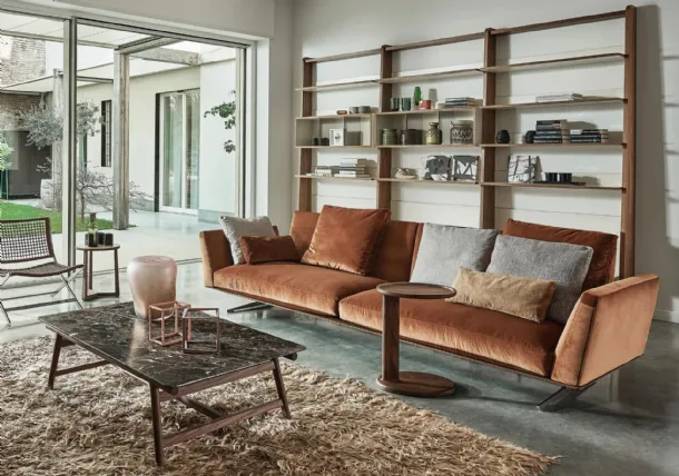 Evergreen fabric linear sofa by Flexform