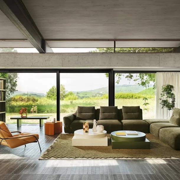Fedrigo corner sofa in padded fabric by Zanotta
