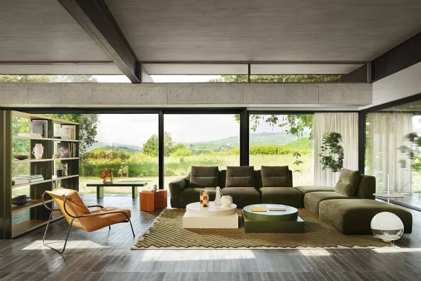Fedrigo corner sofa in padded fabric by Zanotta