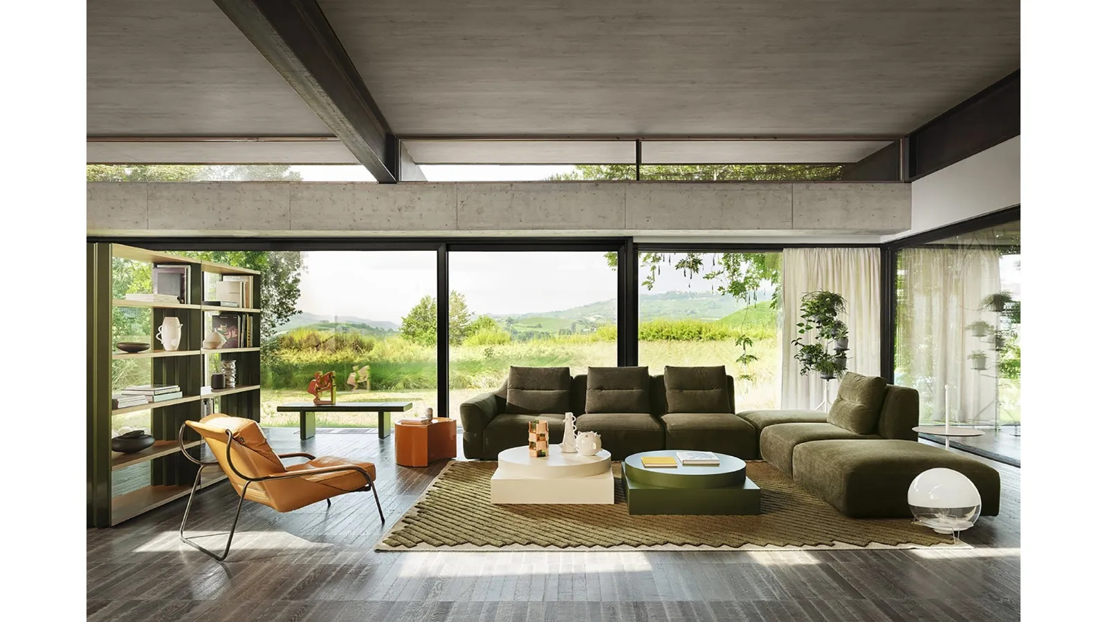 Fedrigo corner sofa in padded fabric by Zanotta