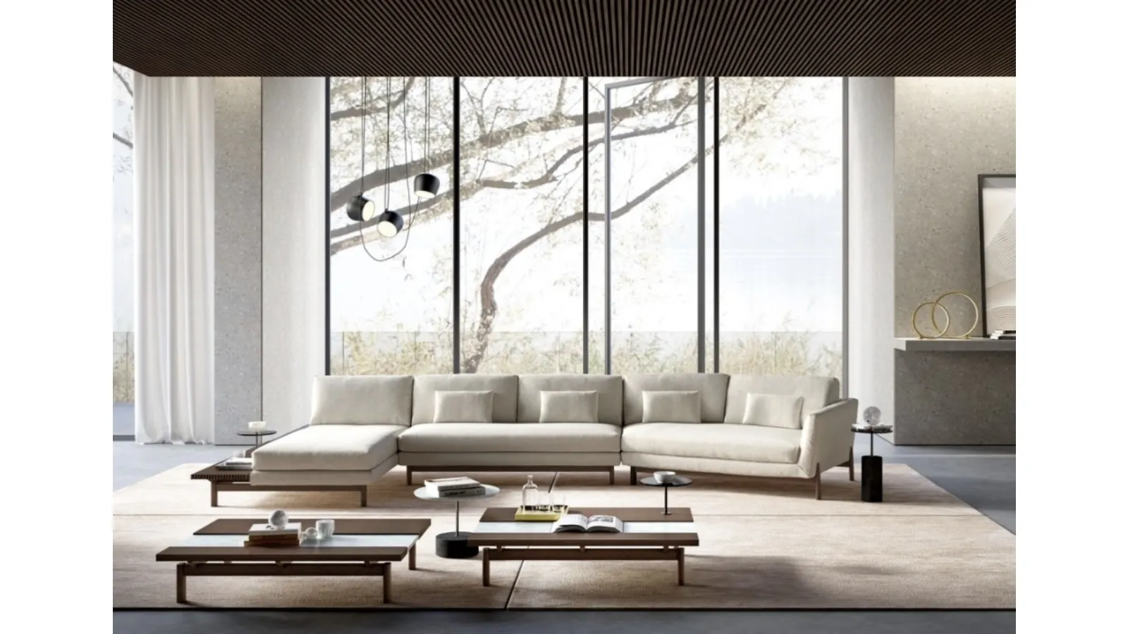 Fabric sofa with peninsula Feel by Vibieffe
