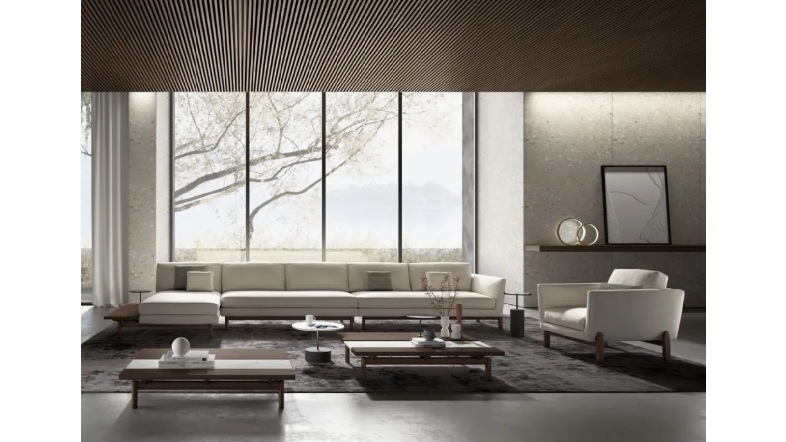 Fabric sofa with peninsula Feel by Vibieffe