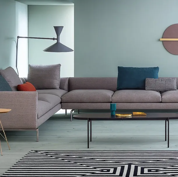 Flamingo corner sofa in padded fabric by Zanotta