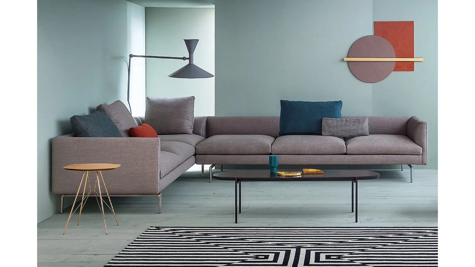 Flamingo corner sofa in padded fabric by Zanotta