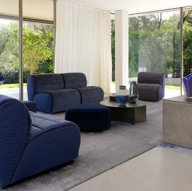 Fabric sofa with soft and comfortable seats inspired by the shape of flower petals Flora by Flou