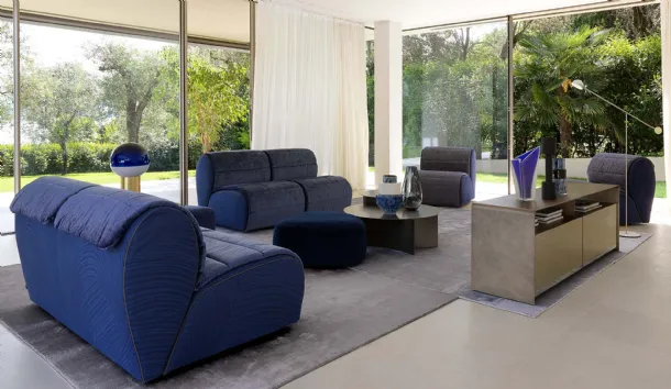 Fabric sofa with soft and comfortable seats inspired by the shape of flower petals Flora by Flou