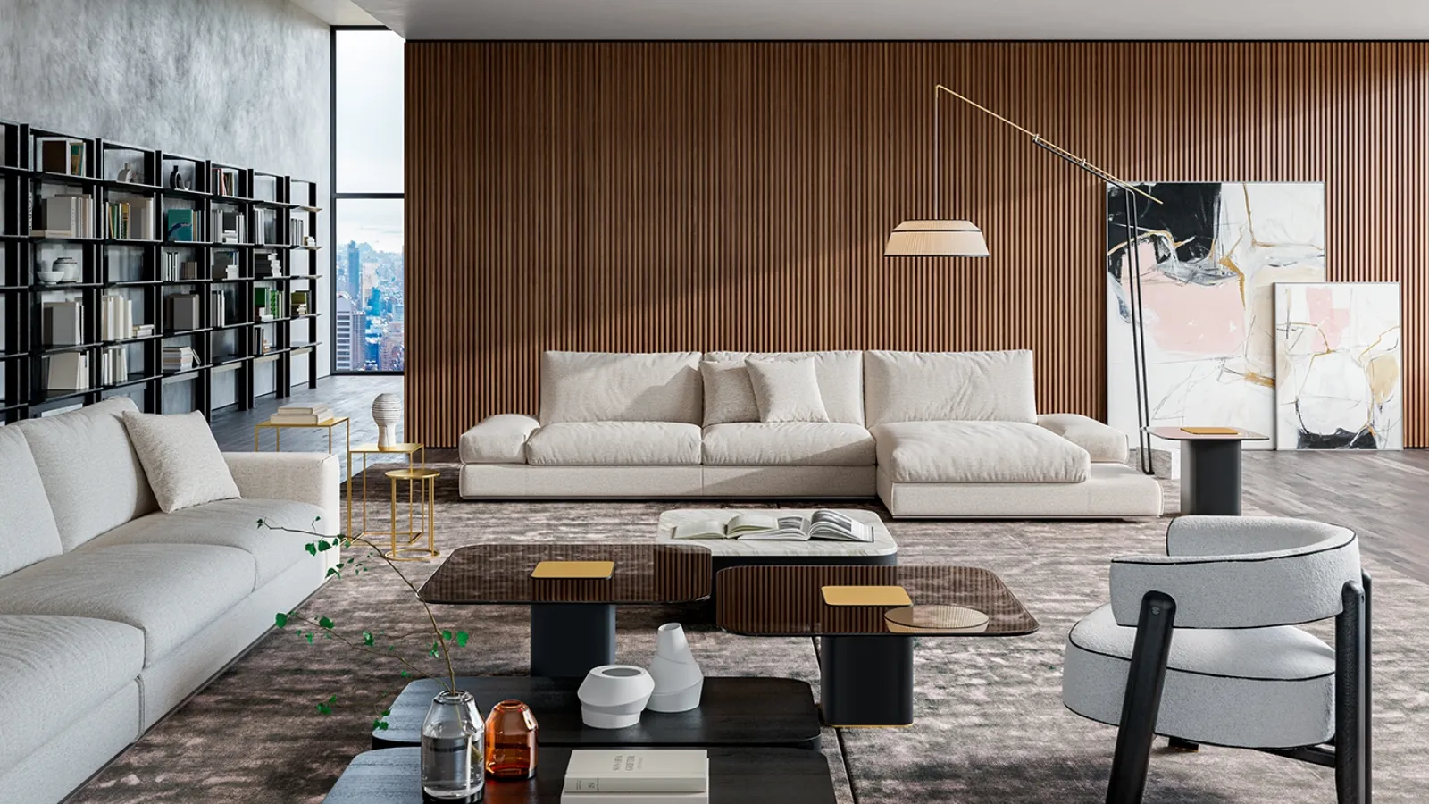 Fly sofa with chaise longue by Vibieffe