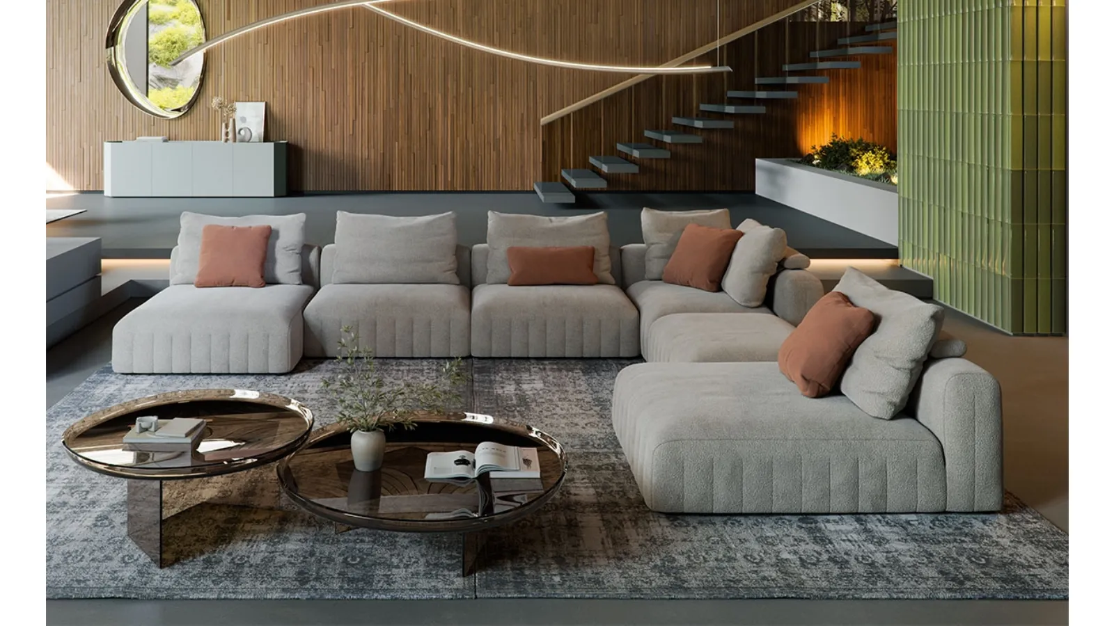Gibson sofa with chaise by Cattelan Italia