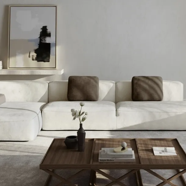Glam fabric sofa with chaise lounge by Vibieffe
