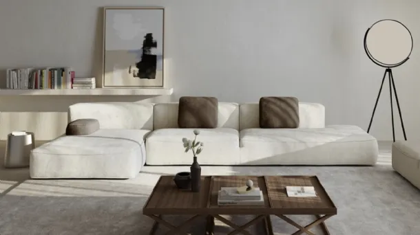Glam fabric sofa with chaise lounge by Vibieffe