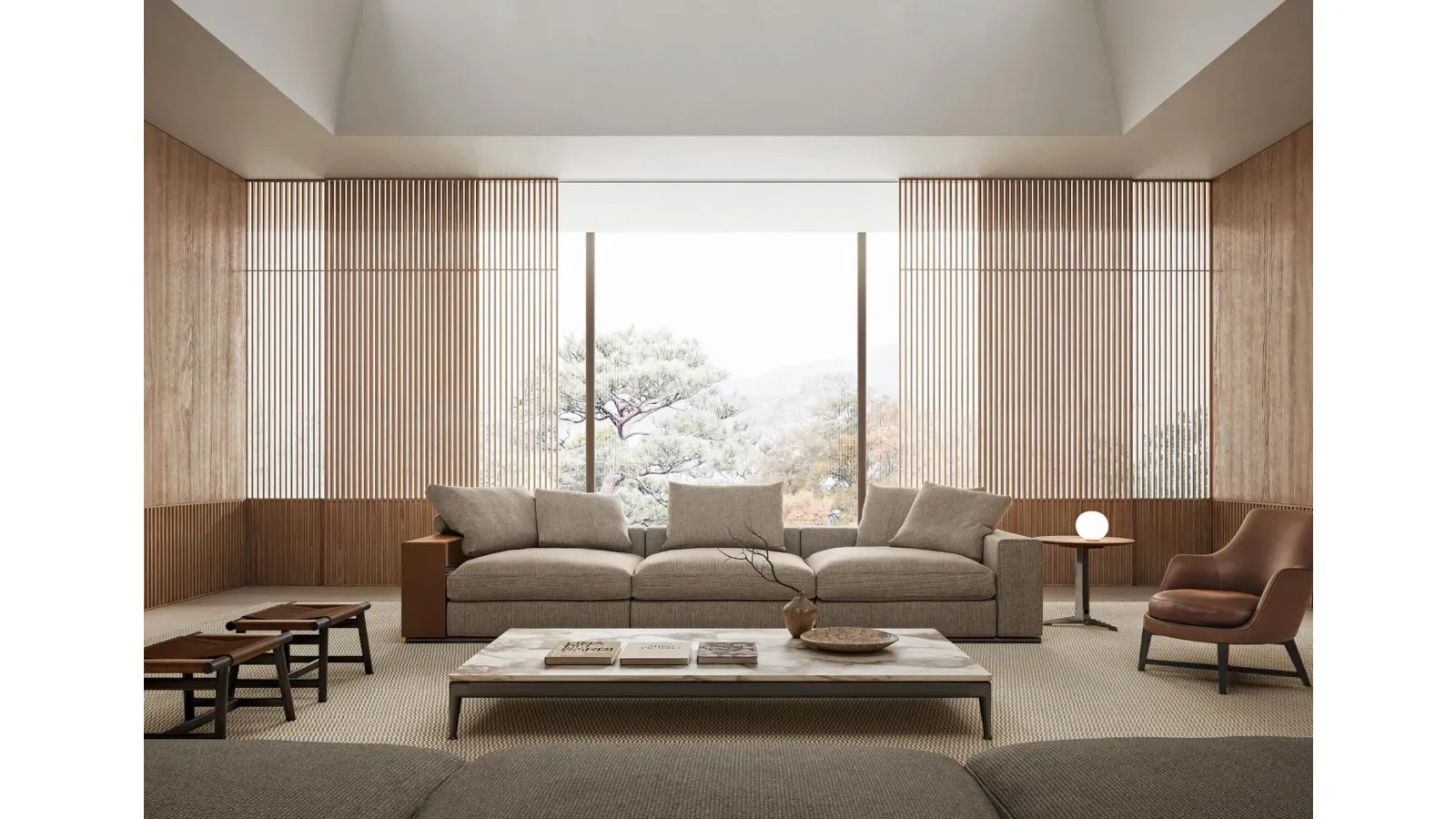 Groundpiece linear sofa by Flexform