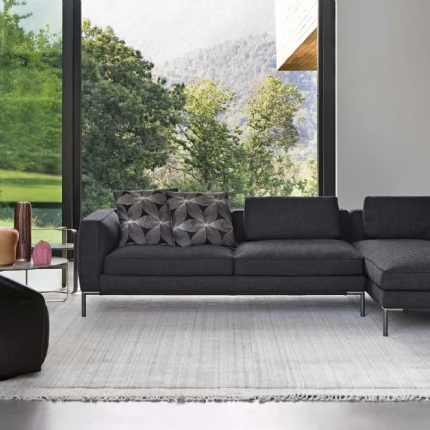 Fabric sofa with peninsula Icon by Flou