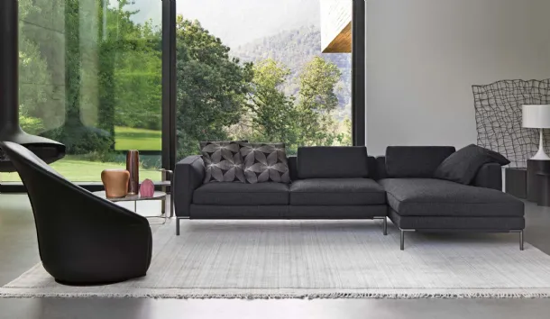 Fabric sofa with peninsula Icon by Flou