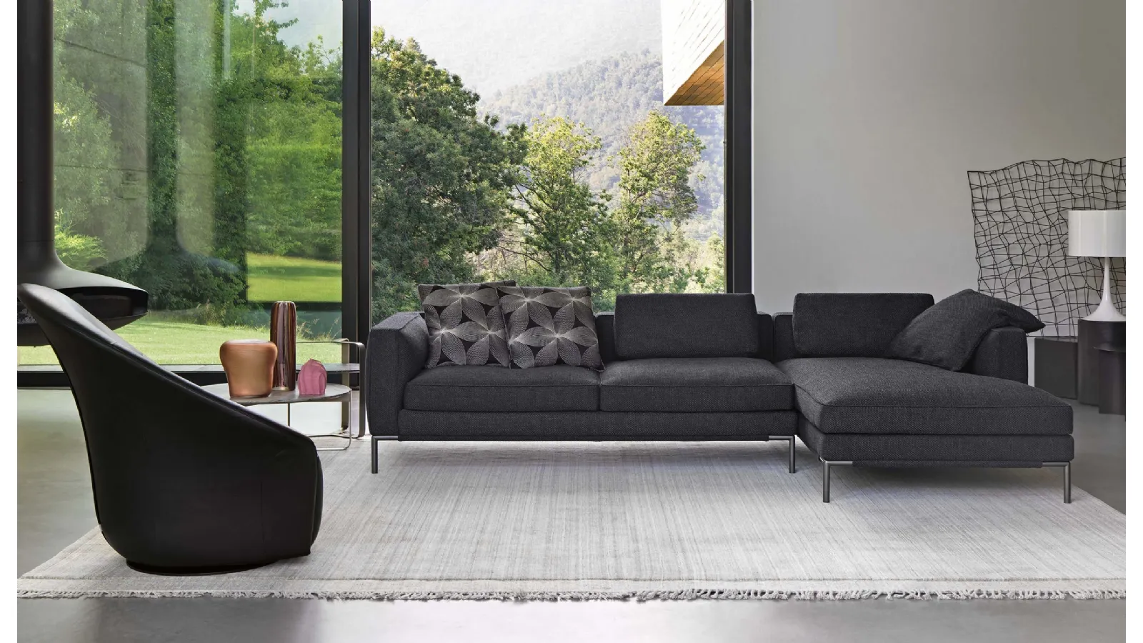Fabric sofa with peninsula Icon by Flou