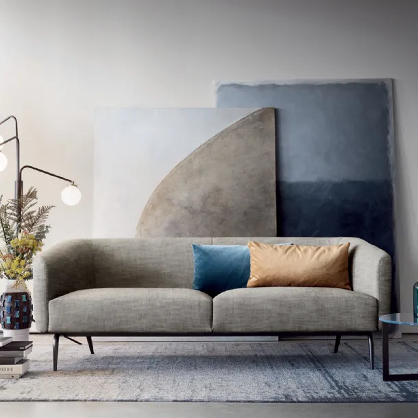Kaiwa linear fabric sofa with metal legs by Lema