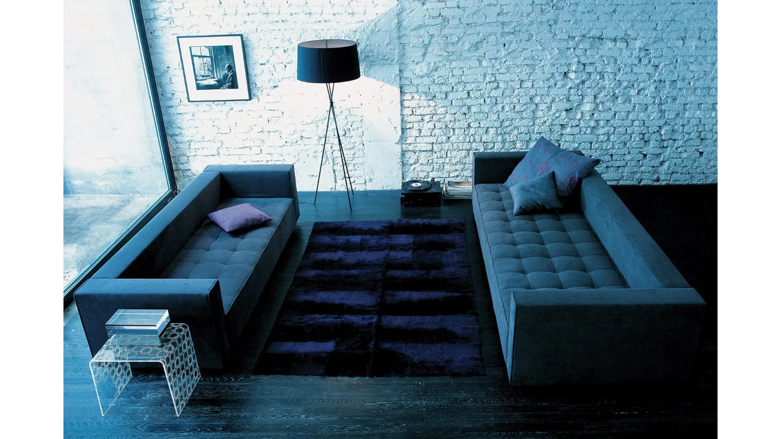 Zanotta Kilt quilted fabric linear sofa