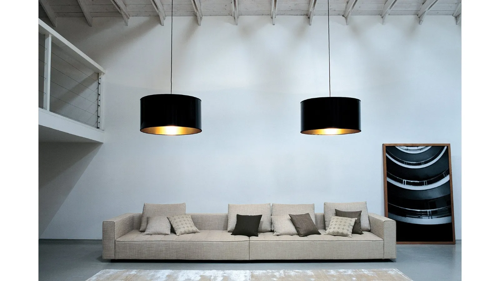 Kilt quilted fabric linear sofa by Zanotta