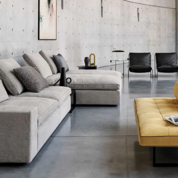 Upholstered fabric sofa with double peninsula Kubic by Desirèe