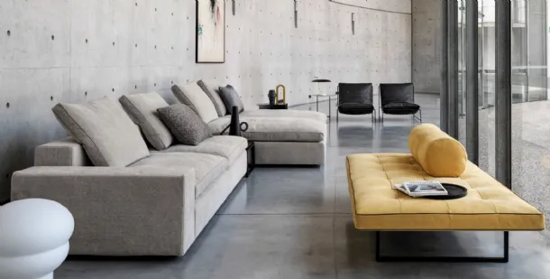 Upholstered fabric sofa with double peninsula Kubic by Desirèe