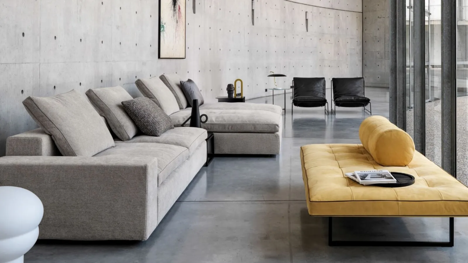 Upholstered fabric sofa with double peninsula Kubic by Desirèe