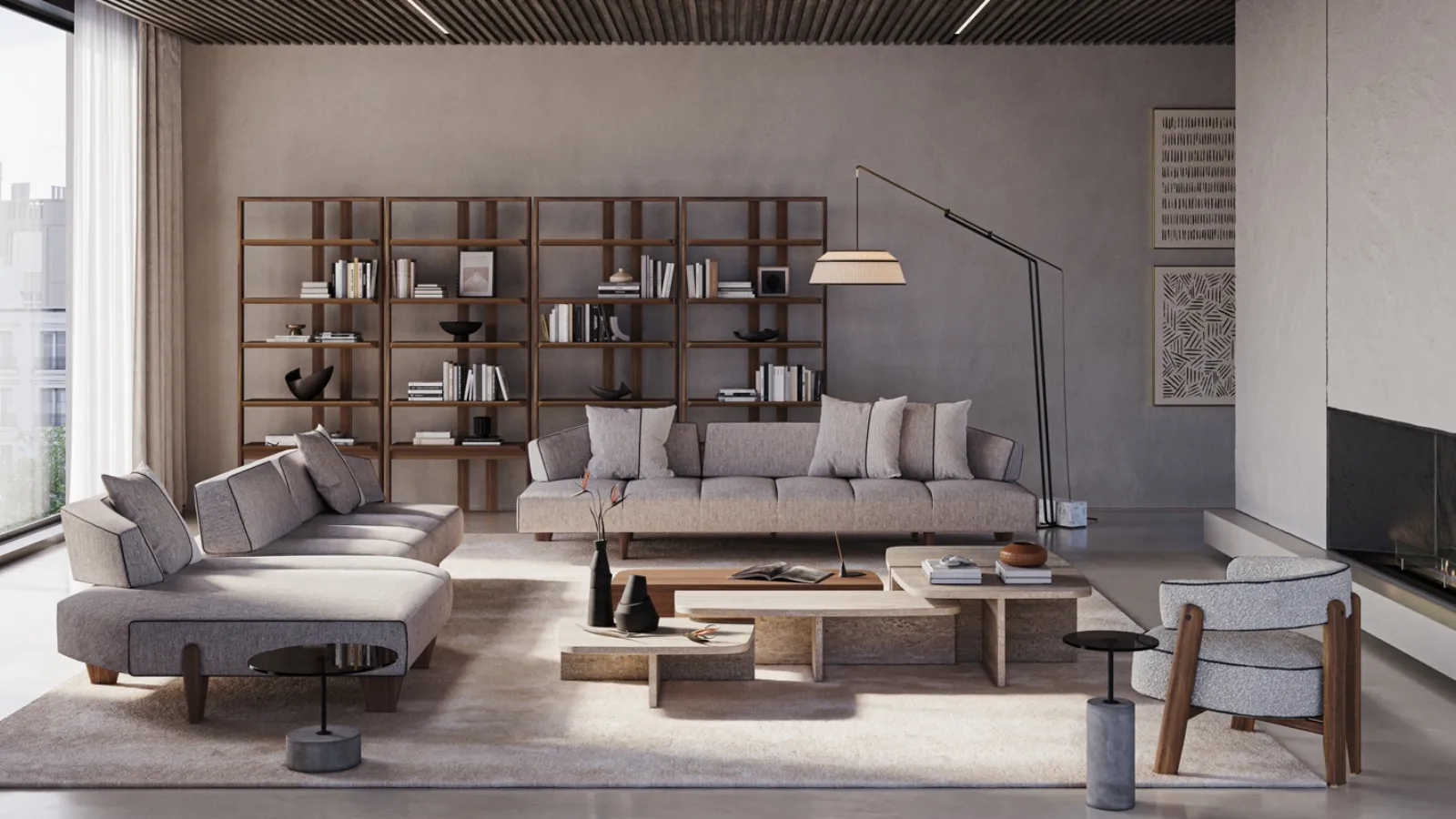Lane Sofa with Chaise by Vibieffe