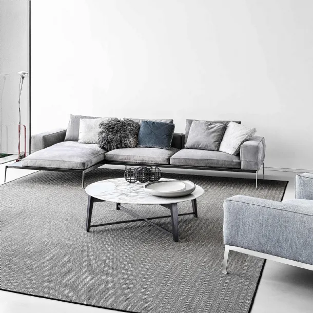 Lifesteel fabric sofa with chaise lounge by Flexform