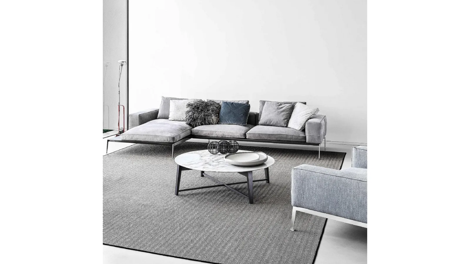 Lifesteel fabric sofa with chaise lounge by Flexform