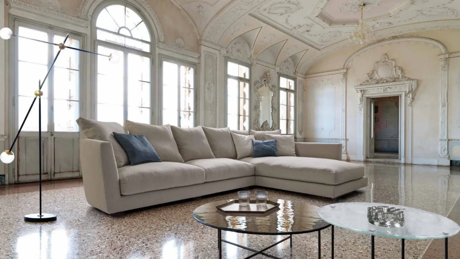 Fabric sofa with chaise lounge Lov Elegance by Desirèe