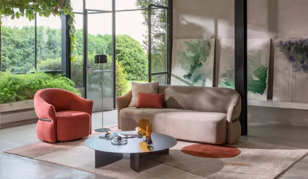 Madame Butterfly fabric linear sofa by Flou