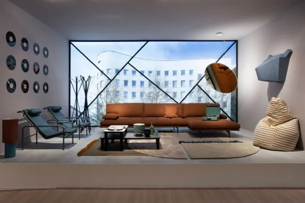 Fabric sofa with chaise lounge Milano+ by Zanotta